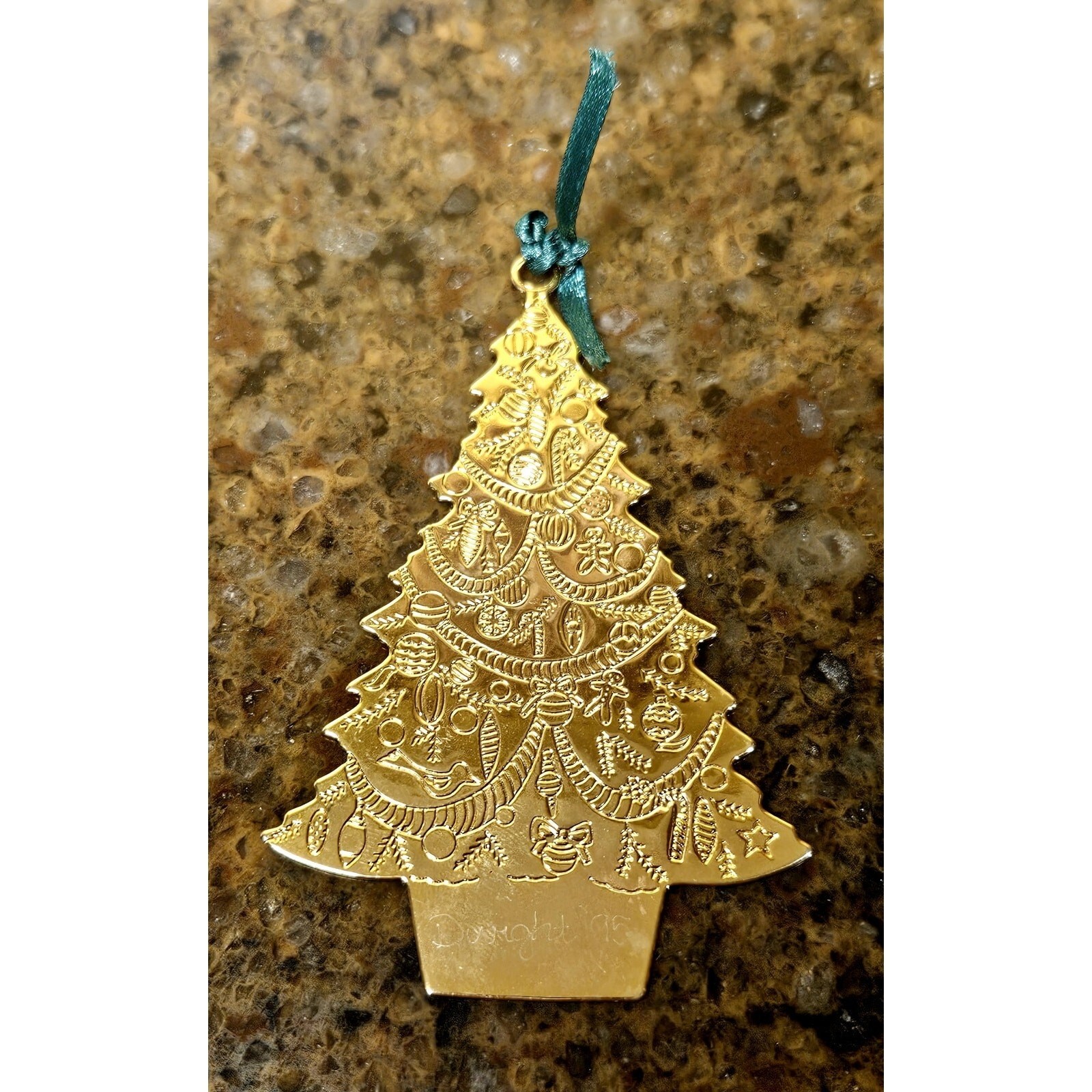 Vintage G. Duchin 1988 Gold Christmas Tree Ornament NOT Engraved