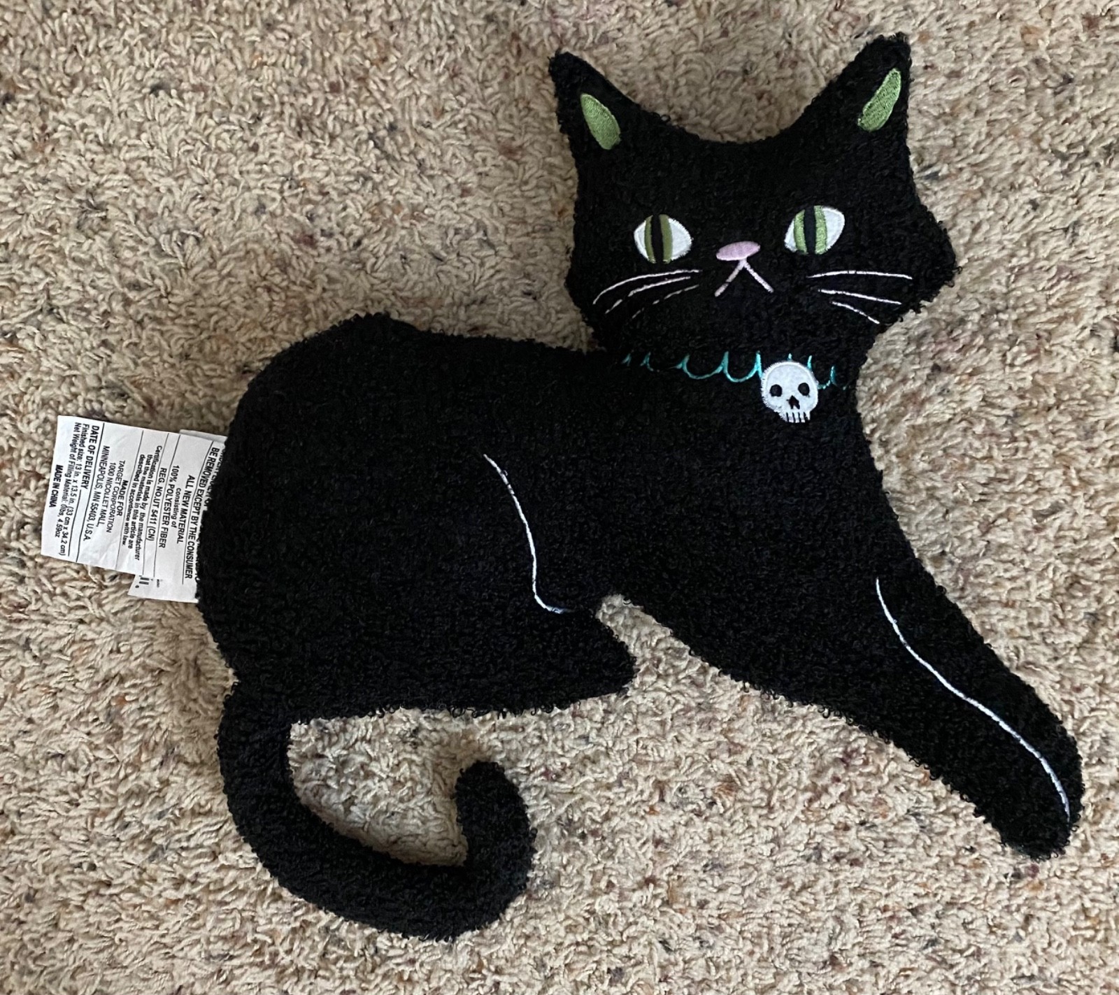 Target Hyde & Eek Black Cat Figural Pillow from 2025 - Adorable w/Skull Collar Target Hyde & Eek Black Cat Figural Pillow from 2025 - Adorable w/Skull Collar