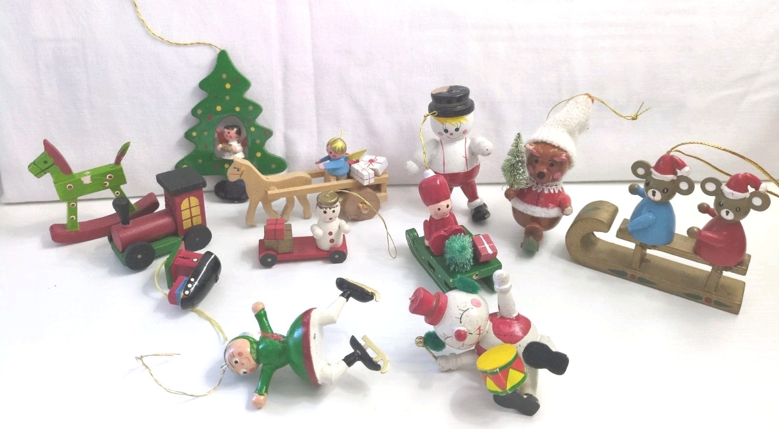 Vintage Taiwan Wood Christmas Ornaments Mixed Lot Vintage Taiwan Wood Christmas Ornaments Mixed Lot