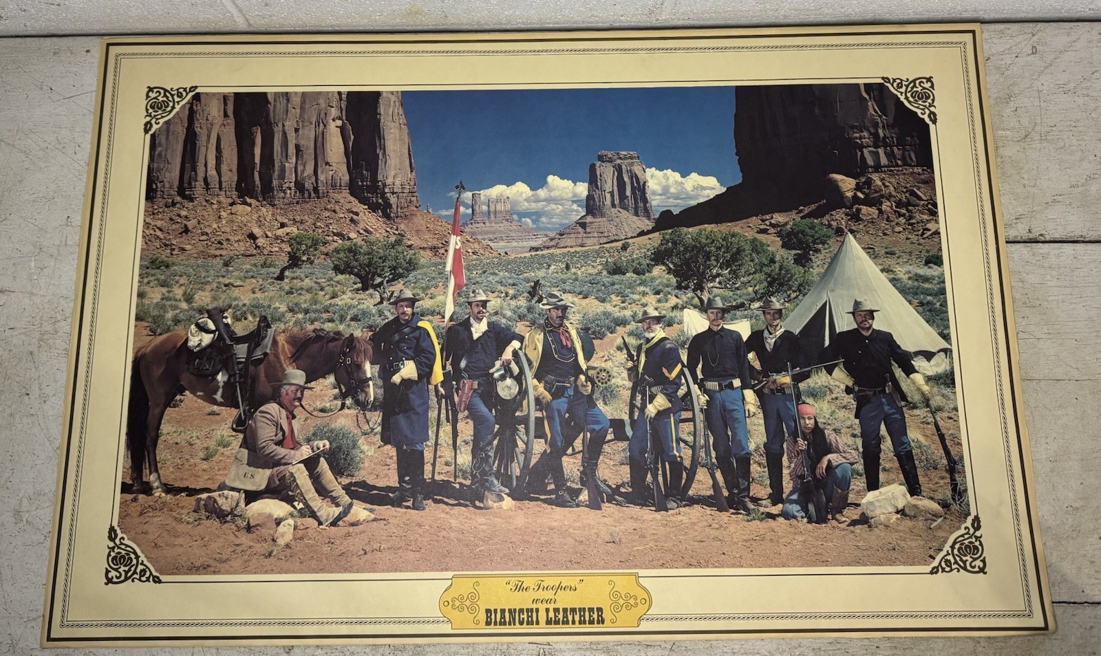 Vintage Bianchi Leather The Troopers Advertising Poster 1970’s 21.75”x33.5”