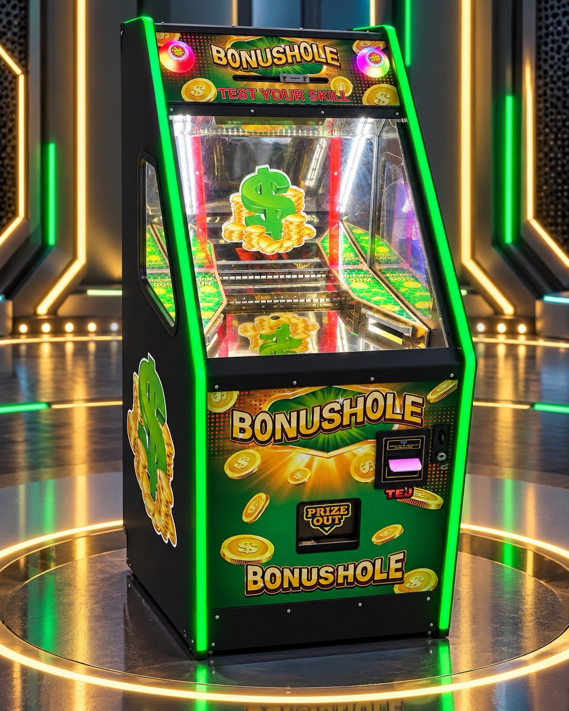 2027 Self Filling Hopper Coin Quarter Pusher Machine w/ Changer Bonus Hole 2027 Self Filling Hopper Coin Quarter Pusher Machine w/ Changer Bonus Hole