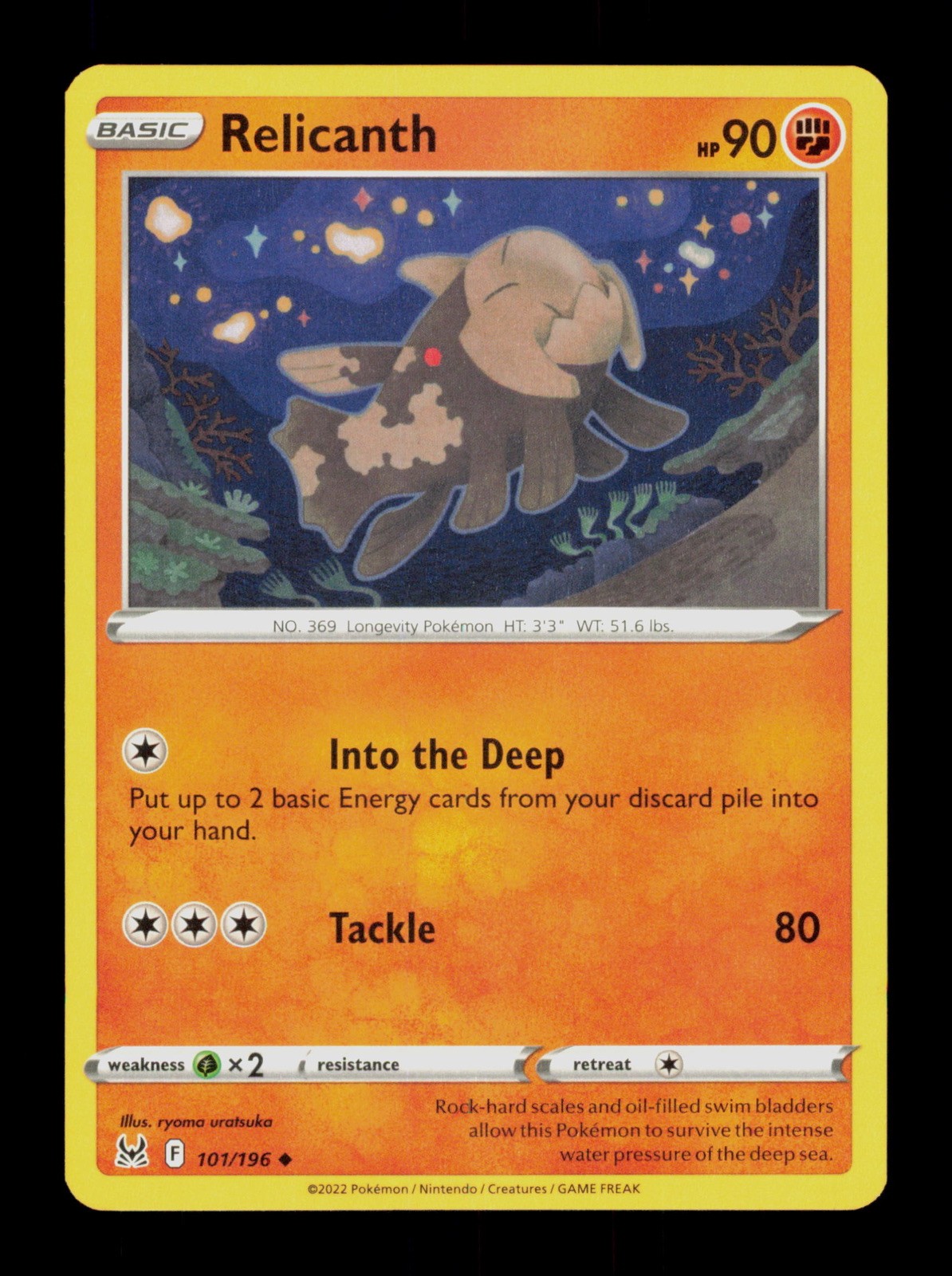 Relicanth Lost Origin 101/196 Pokemon Trading Card TCG CCG Relicanth Lost Origin 101/196 Pokemon Trading Card TCG CCG
