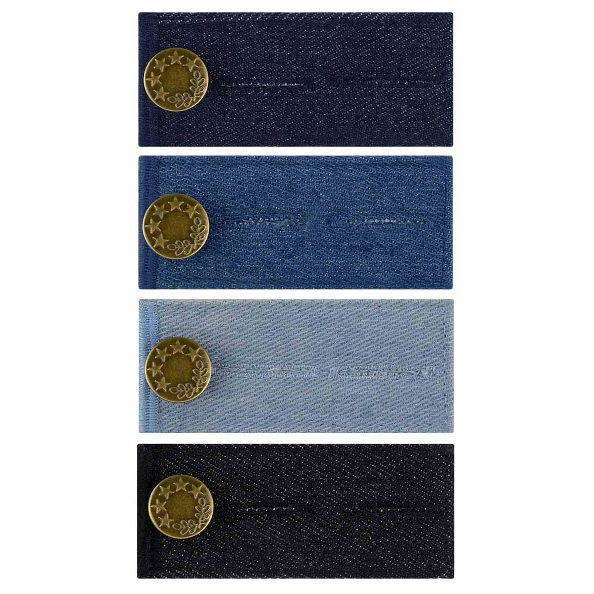 4 Pieces Denim Waist Extenders Button for Pants Jeans Trousers Black, Blue 4 Pieces Denim Waist Extenders Button for Pants Jeans Trousers Black, Blue