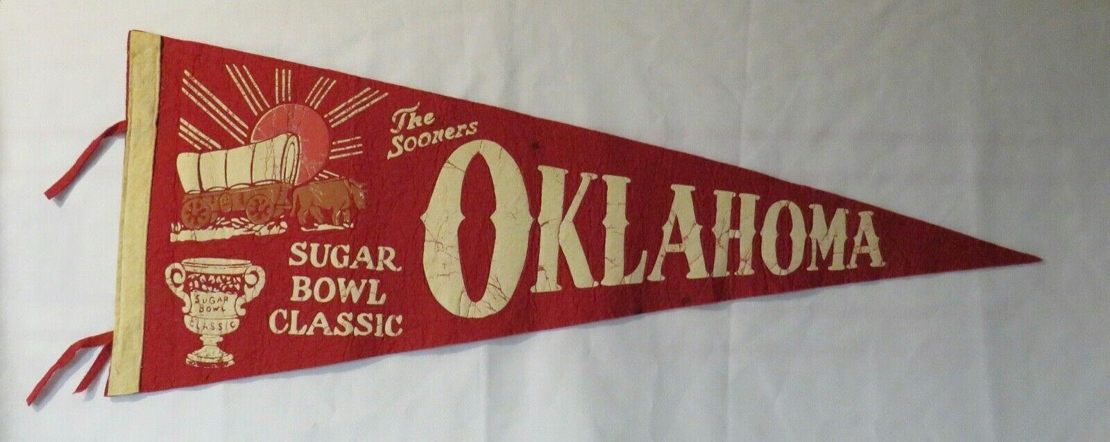 Vintage University of Oklahoma Sooners Sugar Bowl Football Pennant Vintage University of Oklahoma Sooners Sugar Bowl Football Pennant