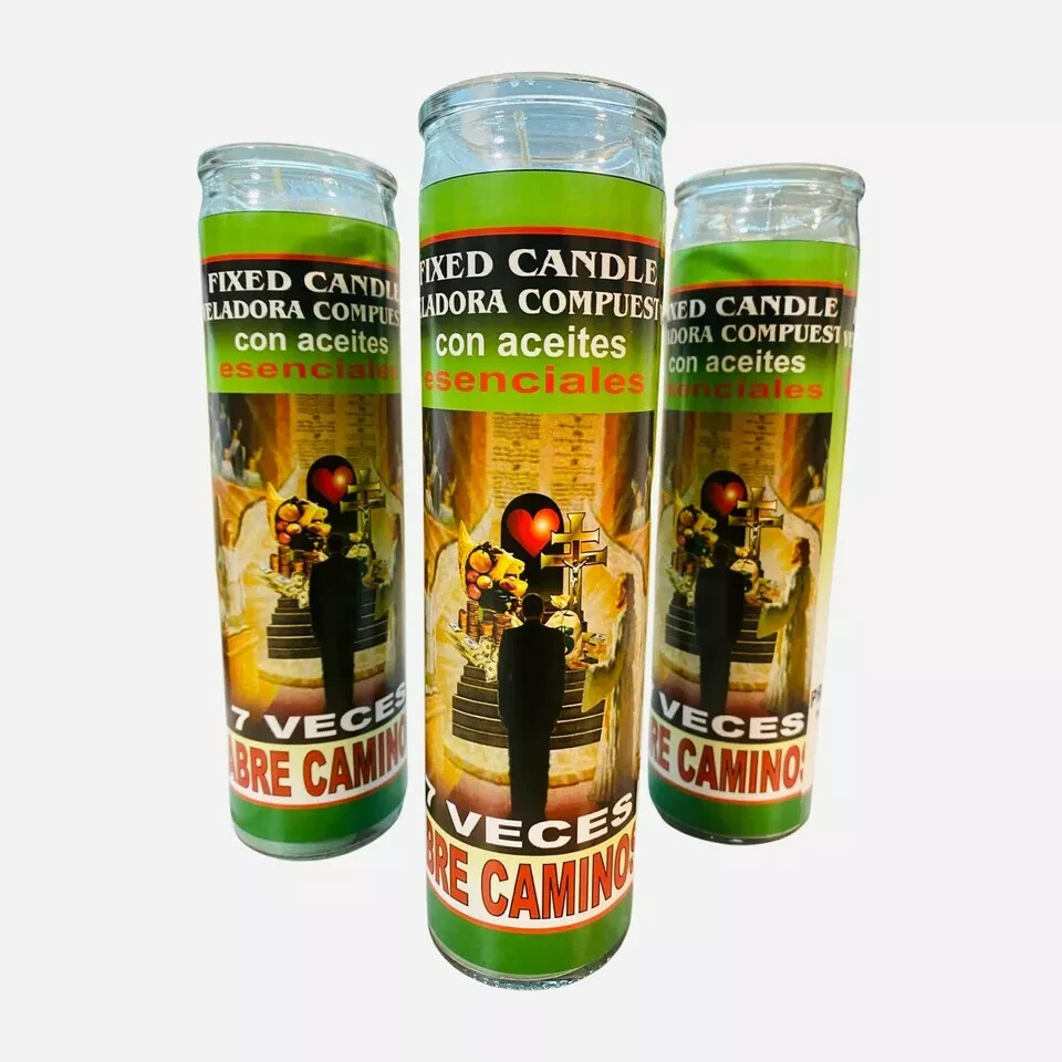 3x set- 7 Veces Abre Camino Veladora Preparada, 7 Times Open Road Fixed Candle 3x set- 7 Veces Abre Camino Veladora Preparada, 7 Times Open Road Fixed Candle