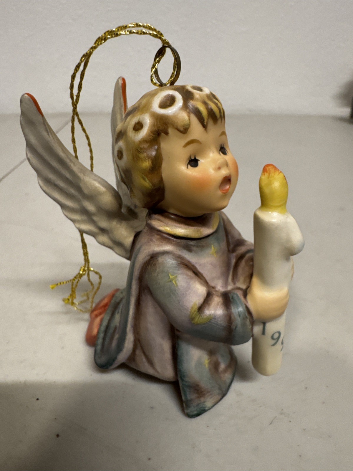 Vintage 1992 Goebel Ornament Kneeling Angel w/Candle Light Up the Night