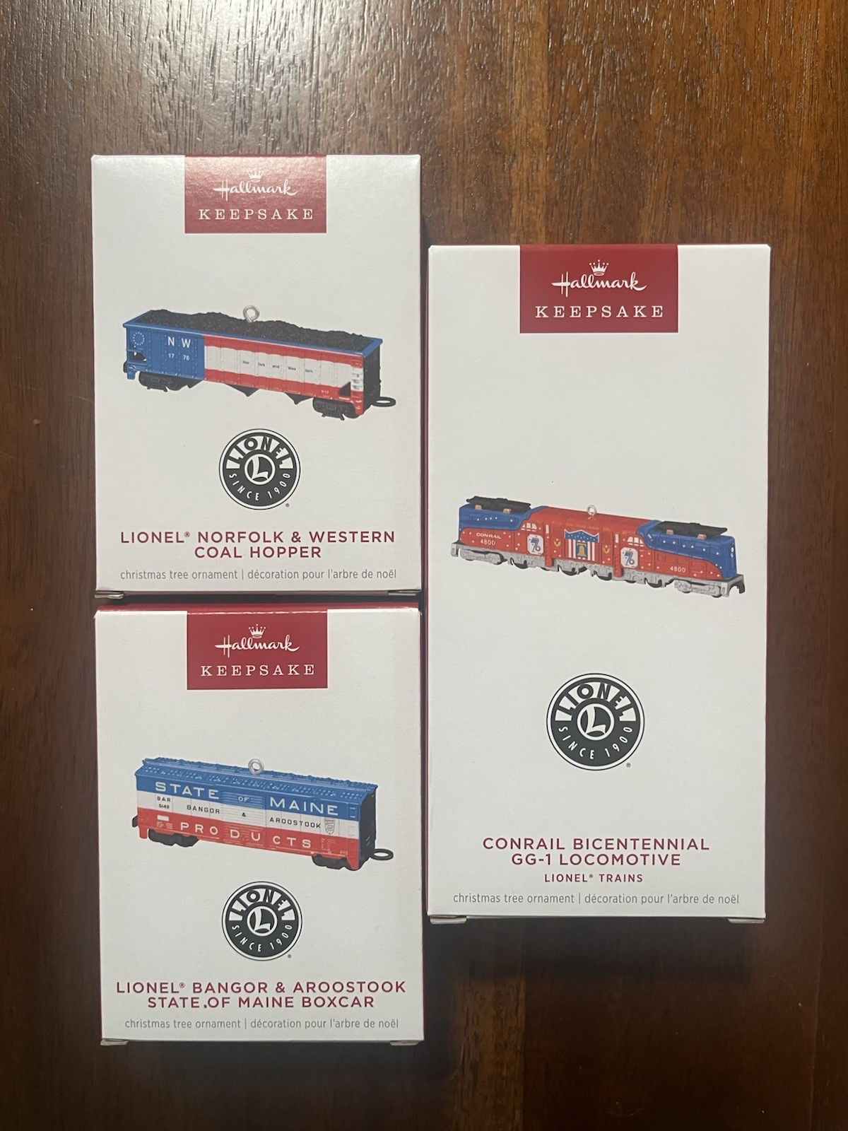 New, Pristine Boxes Hallmark Ornament (3) Piece Set: Lionel Trains Bicentennial New, Pristine Boxes Hallmark Ornament (3) Piece Set: Lionel Trains Bicentennial