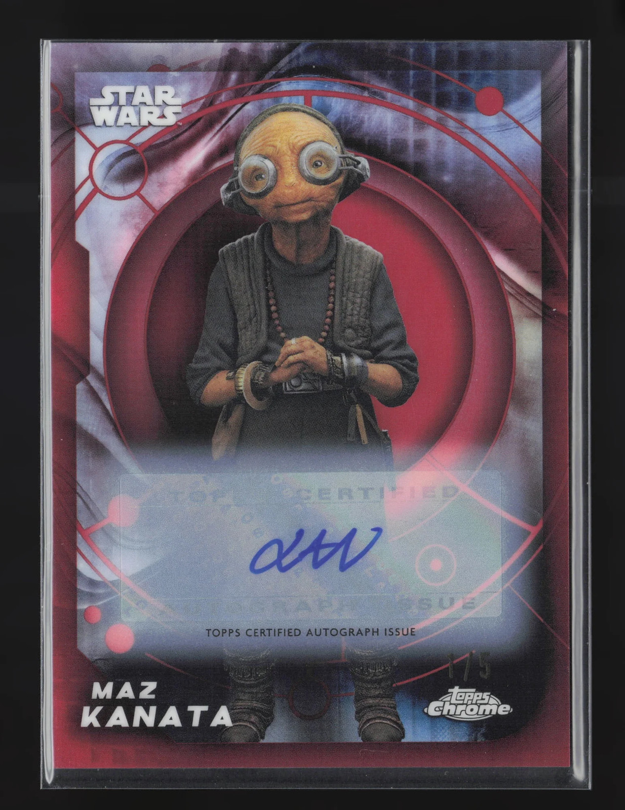 2026 Topps Chrome Star Wars Red Refractor Maz Kanata Auto 1/5 Alpha