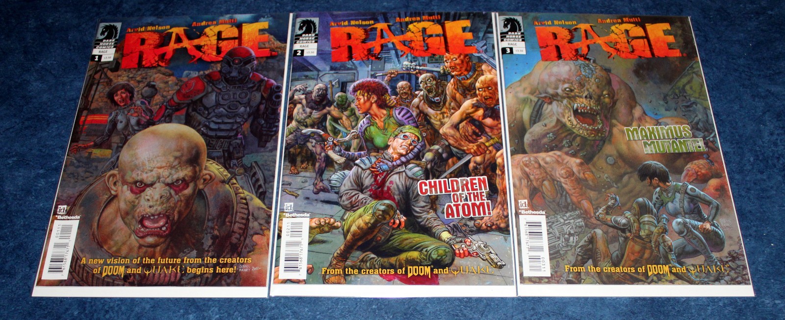 RAGE #1 2 3 complete series based on the video game Glenn Fabry Dark Horse 2011