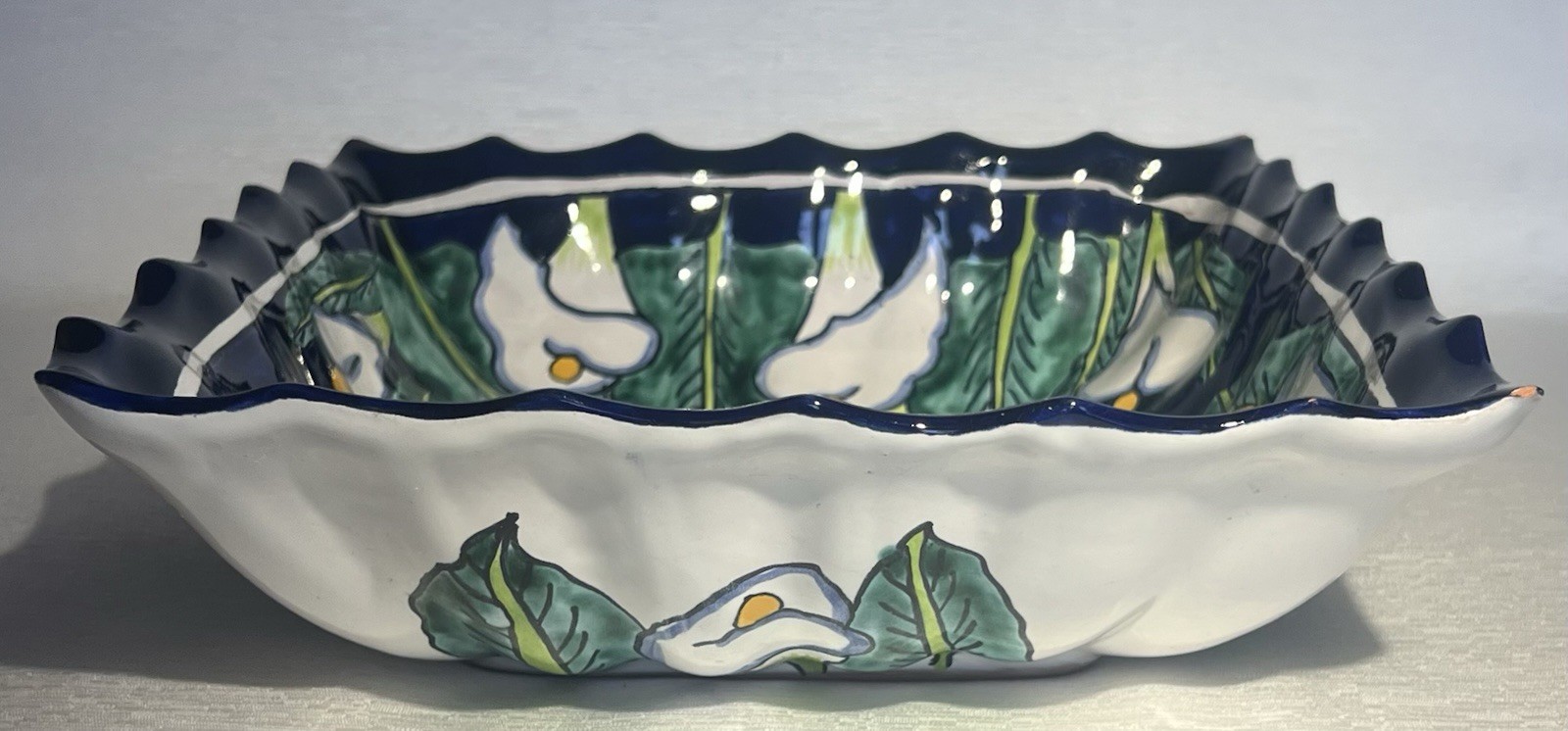 Castillo Art Pottery Hand Made And Painted Large Deep Square Casserole Mexico Castillo Art Pottery Hand Made And Painted Large Deep Square Casserole Mexico