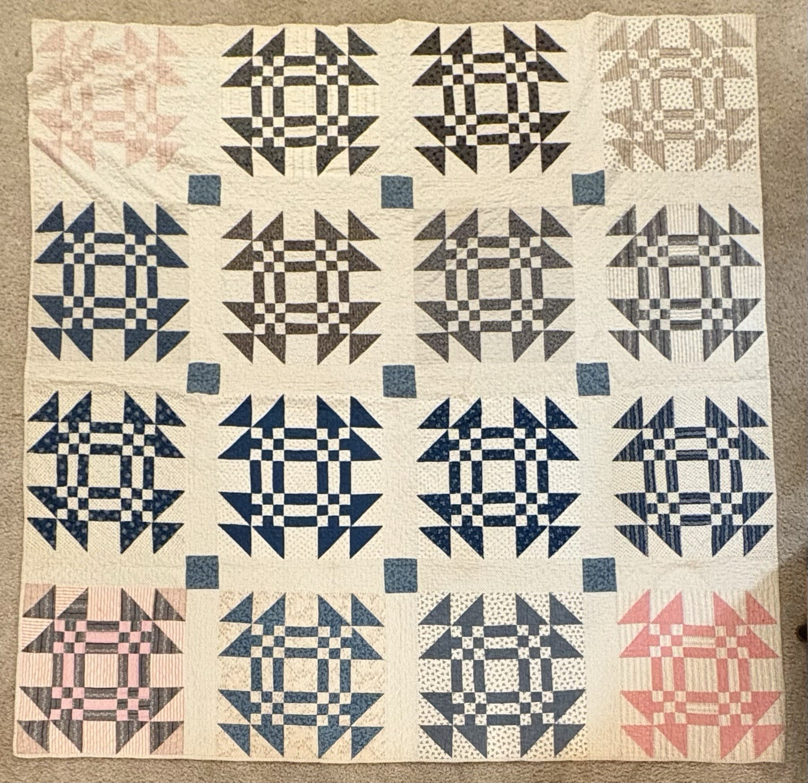 Vintage Patchwork Quilt Hand Sewn Heritage Star 74” By 72” Vintage Patchwork Quilt Hand Sewn Heritage Star 74” By 72”