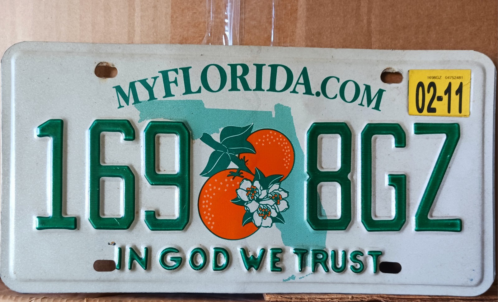 2011 Florida In God We Trust License Plate 169 8GZ