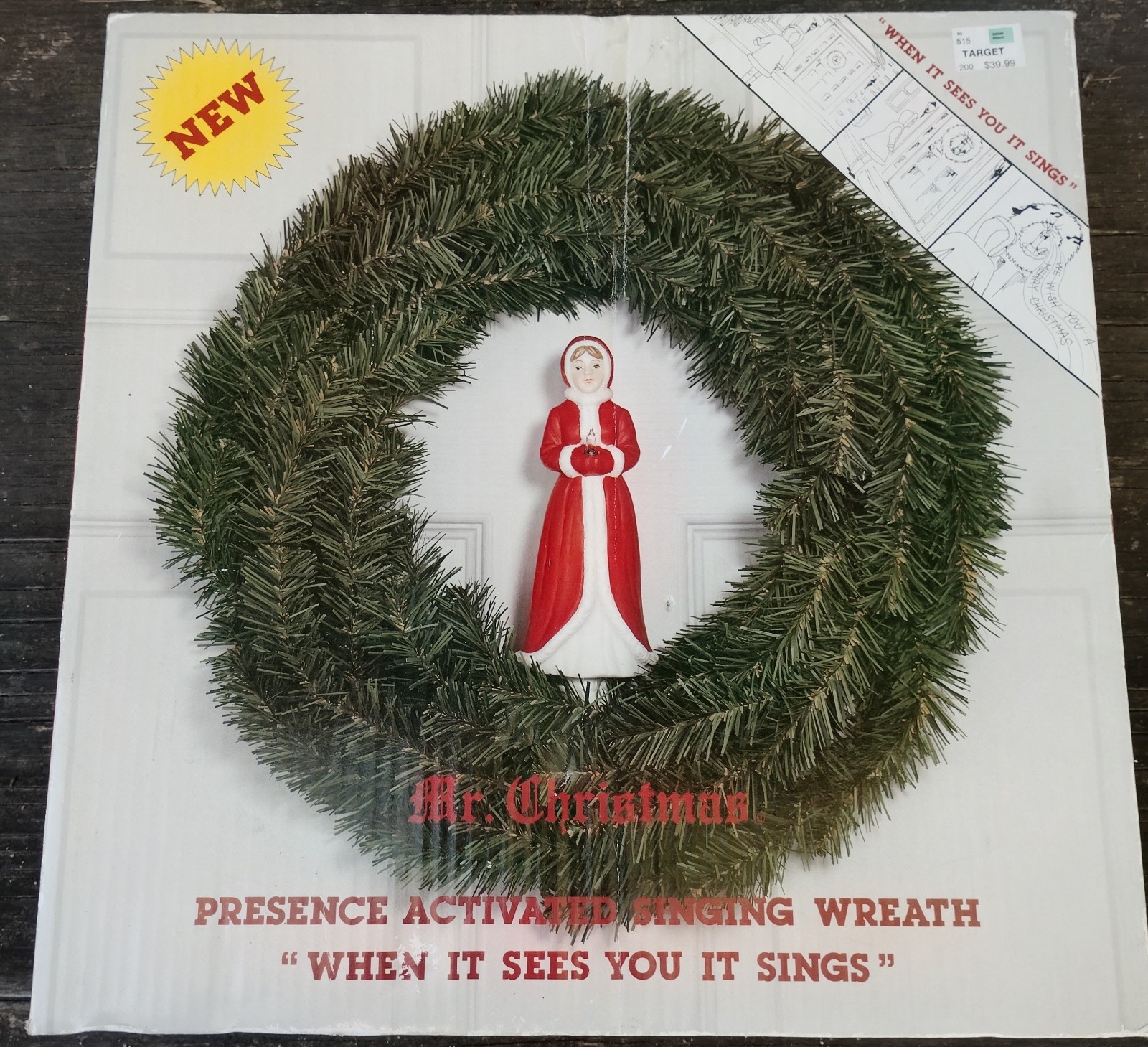 VTG 1989 Mr Christmas Motion Activated Singing Wreath Caroler Works Excellent