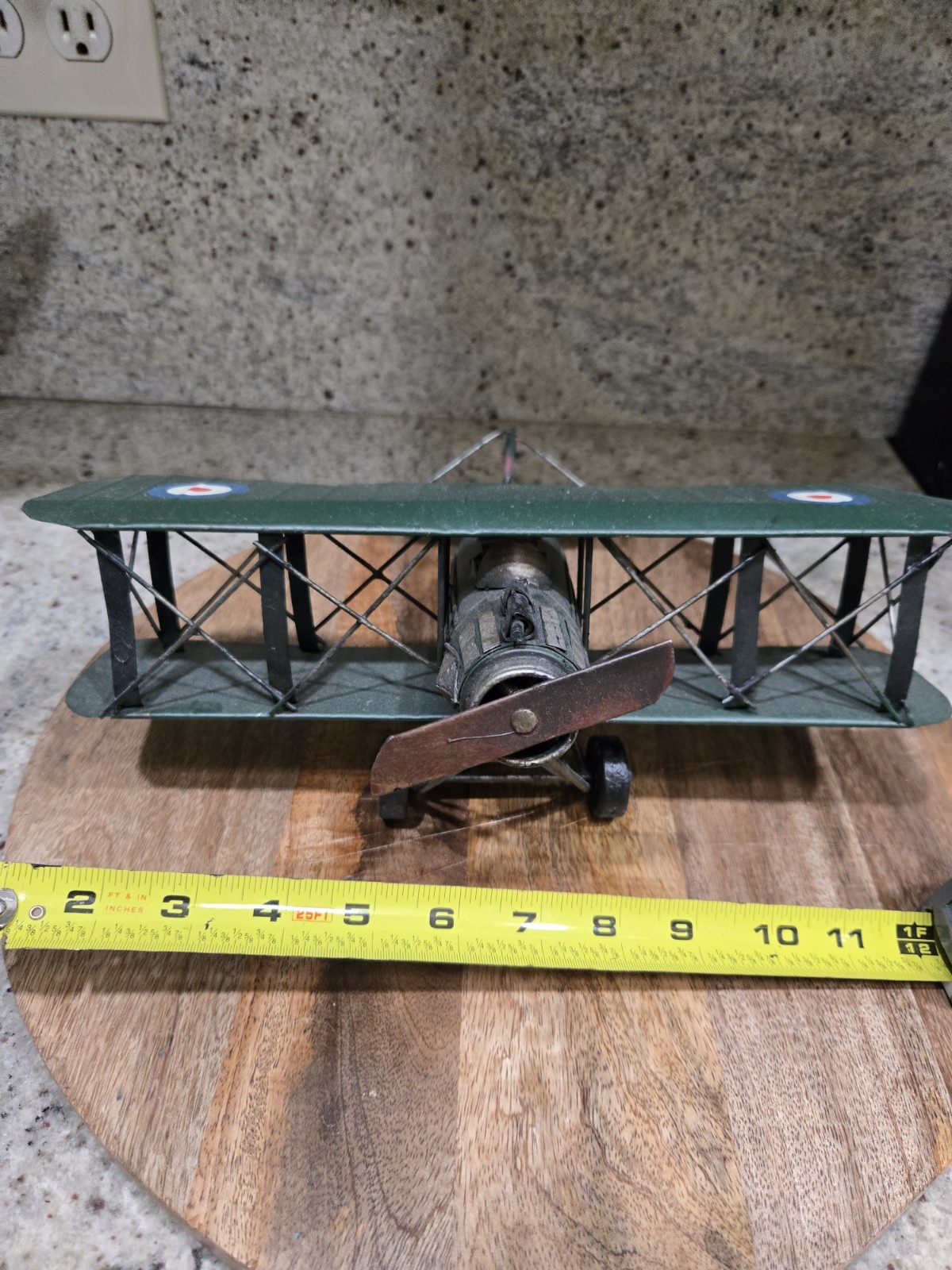 VINTAGE BI PLANE GREEN AIRPLANE WW1 With Targets On Wings