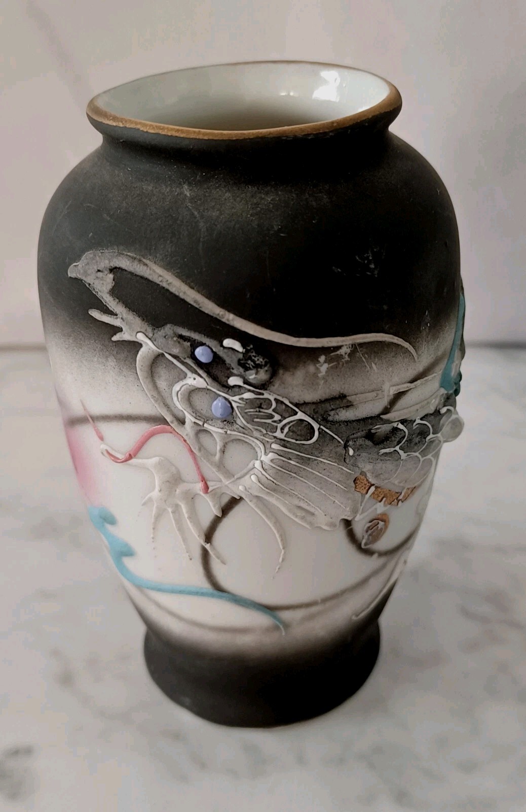 Vtg Porcelain Hand Painted Dragon Ware Dragonware Moriage Vase Japan