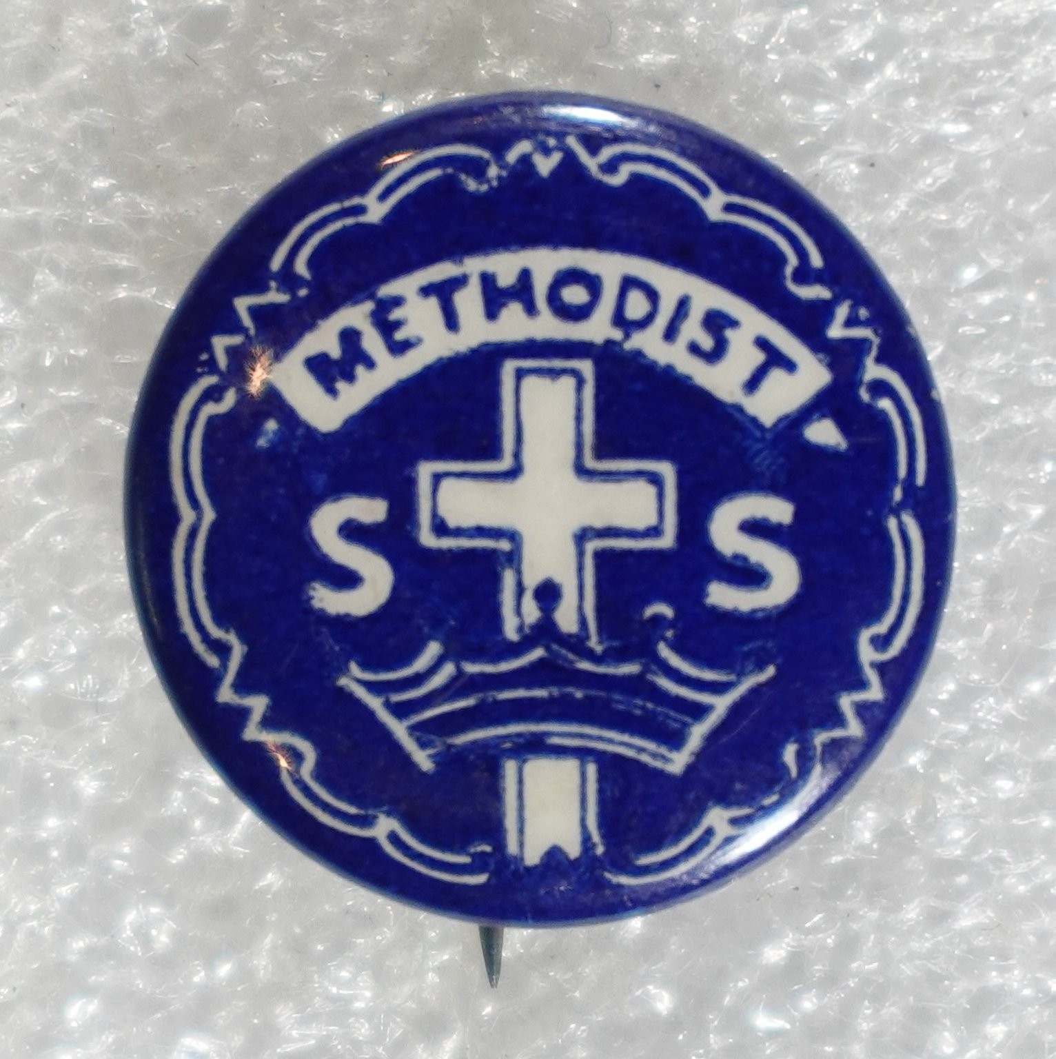 Methodist S+S Pinback Button Sunday School Church Religious approx. 1\ Methodist S+S Pinback Button Sunday School Church Religious approx. 1\