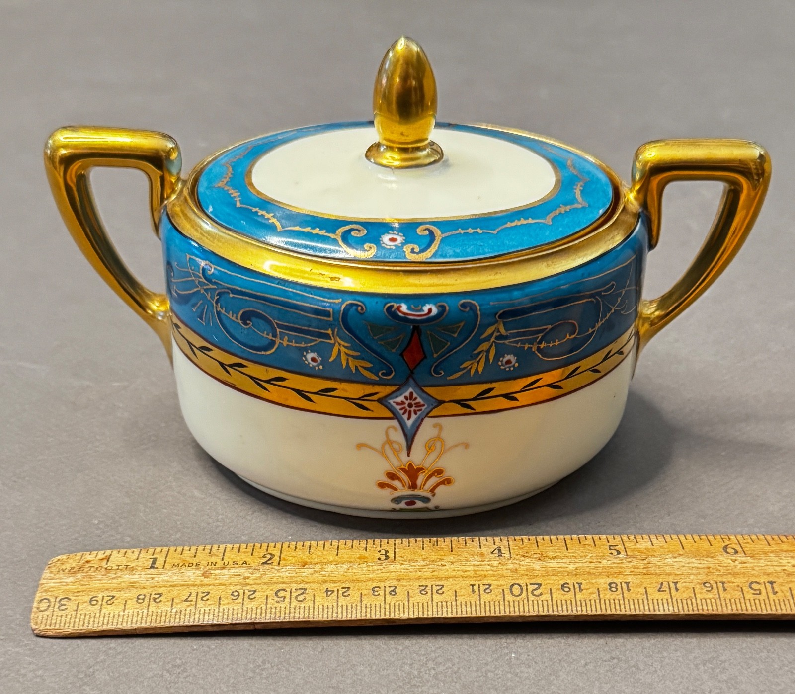 ROSENTHAL SELB BAVARIA ISOLDE BLUE CREAM GOLD TRIM DECO NEOCLASSICAL SUGAR BOWL