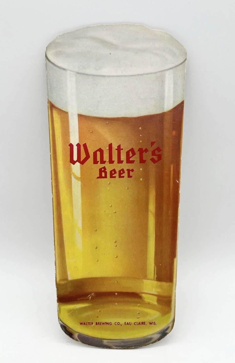 Vintage 40s Walter's Beer Eau Claire WI Advertising Cardboard Sign Display