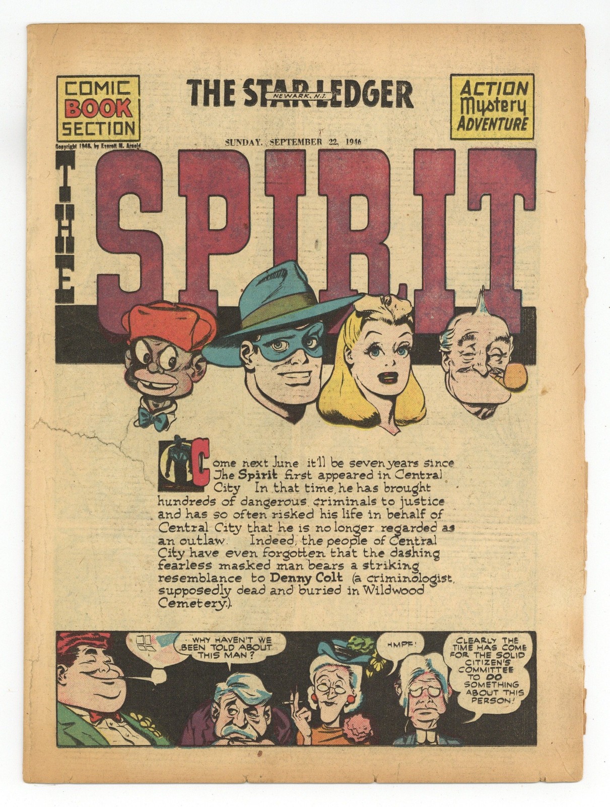 Spirit Weekly Newspaper Comic Sep 22 1946 GD 2.0