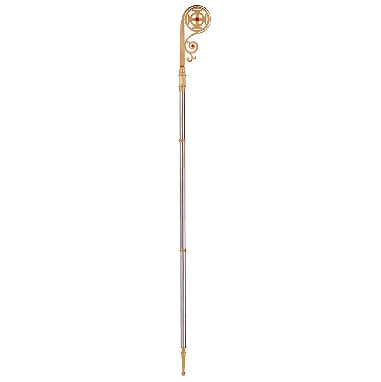 Croziers, Brass and Silver Plated with Ruby Glass  Crozier, Case Included 72'' H