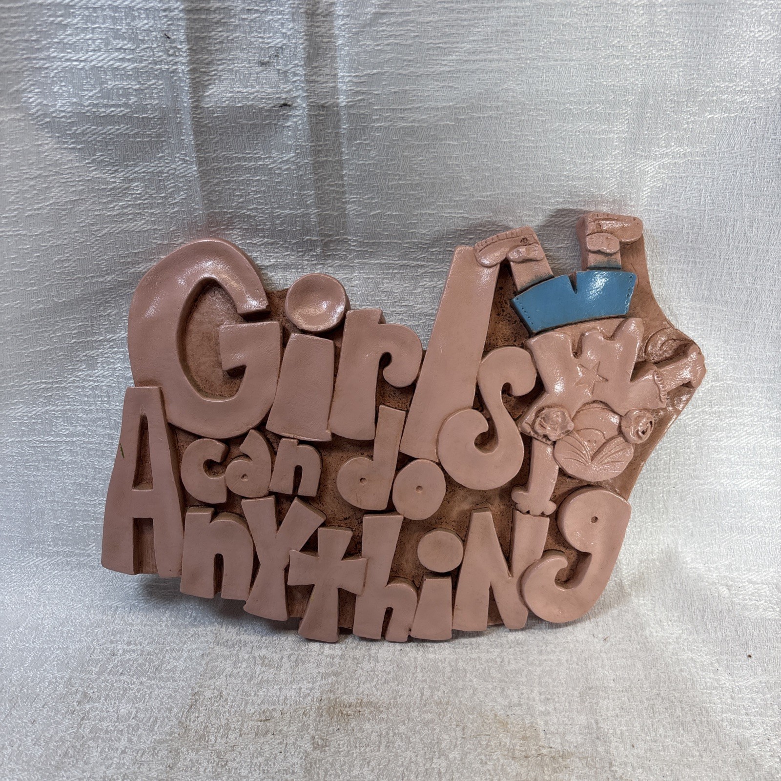 Vtg Abbey Press GIRLS CAN DO ANYTHING Wall Hanging Plaque 10.5 Vtg Abbey Press GIRLS CAN DO ANYTHING Wall Hanging Plaque 10.5