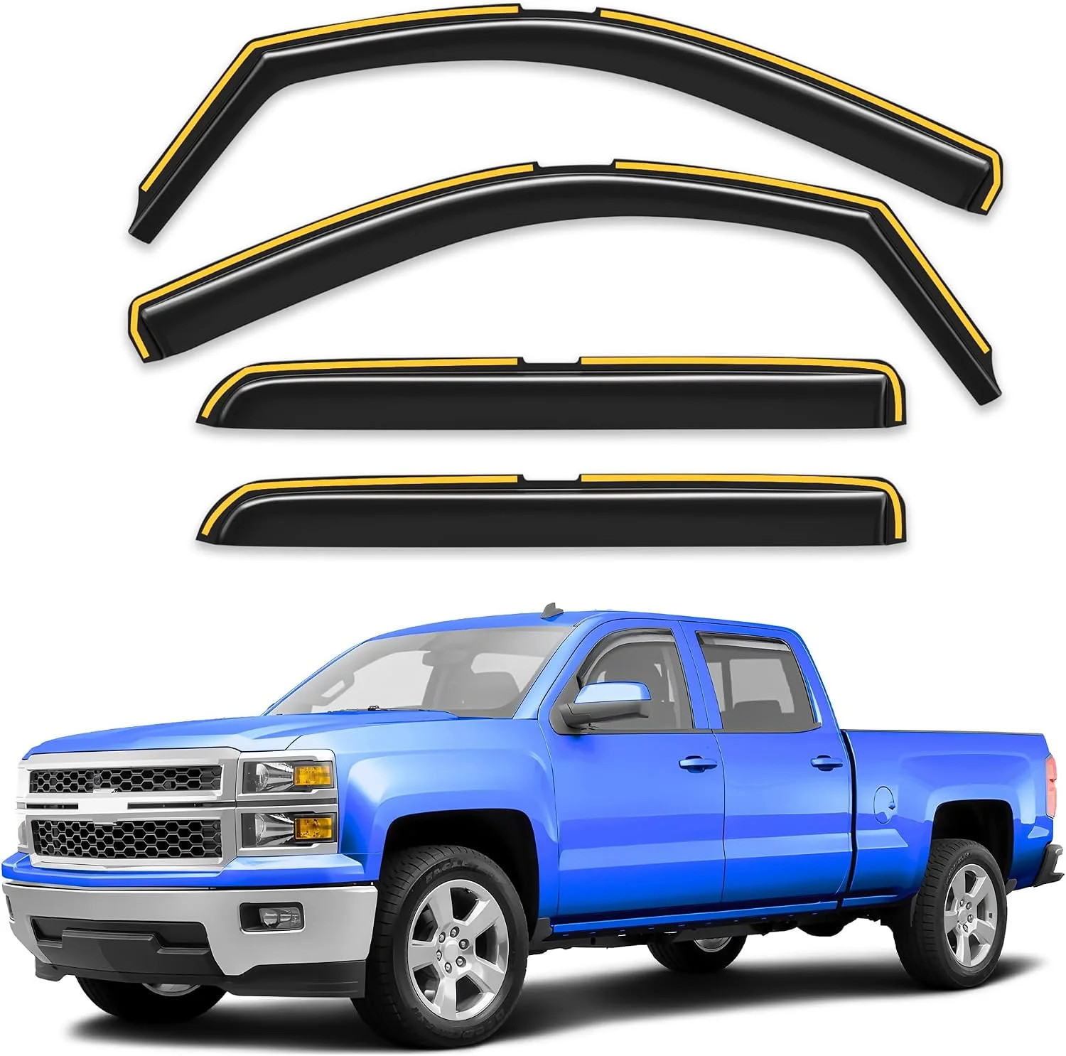 in-Channel Window Rain Guards for Chevrolet (Chevy) Silverado/GMC Sierra 2014-20 in-Channel Window Rain Guards for Chevrolet (Chevy) Silverado/GMC Sierra 2014-20