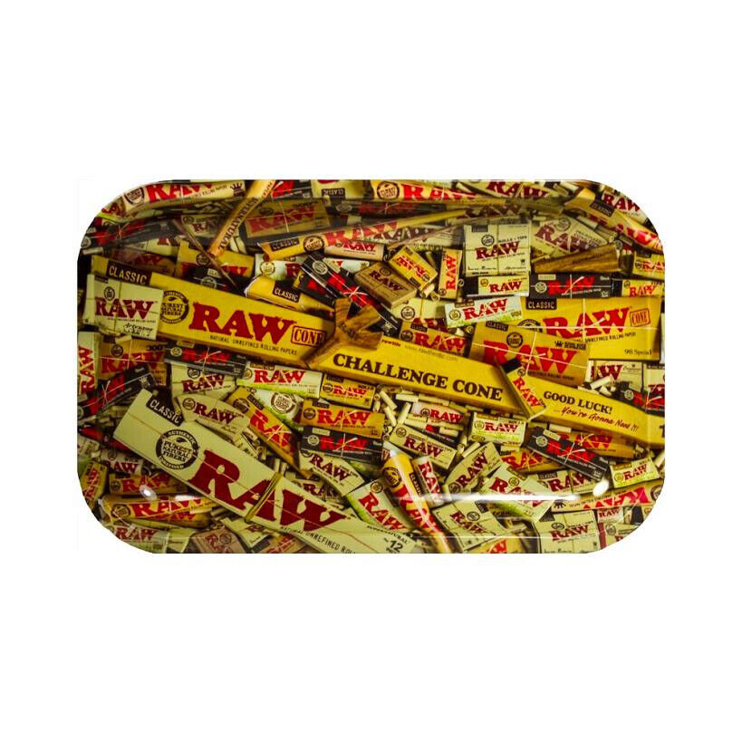 Premium RAW Collage Rolling Metal Tray Cigarette Tobacco Medium Rolling Papers