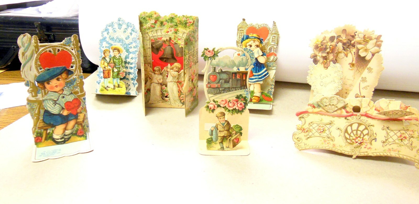 Rare Vintage Pop Up  German and others Valentine Cards Collection of 7 Cards