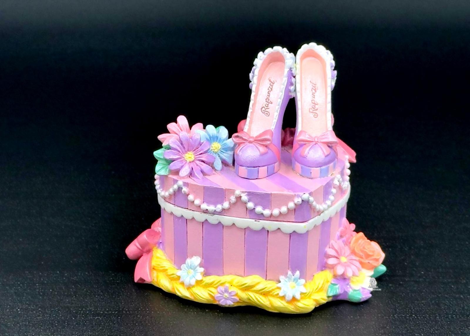 Disney Japan Rapunzel Heart Box – Elegant Floral Heels Trinket Keepsake