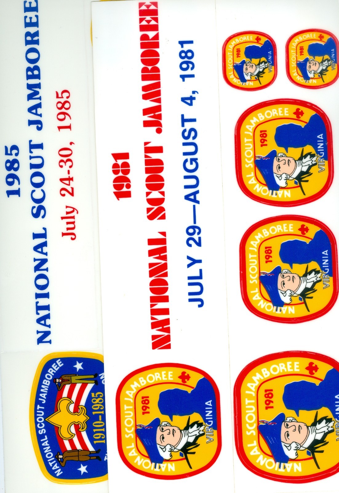 BSA   1981 & 1985 National Jamboree sticker sheets  dp