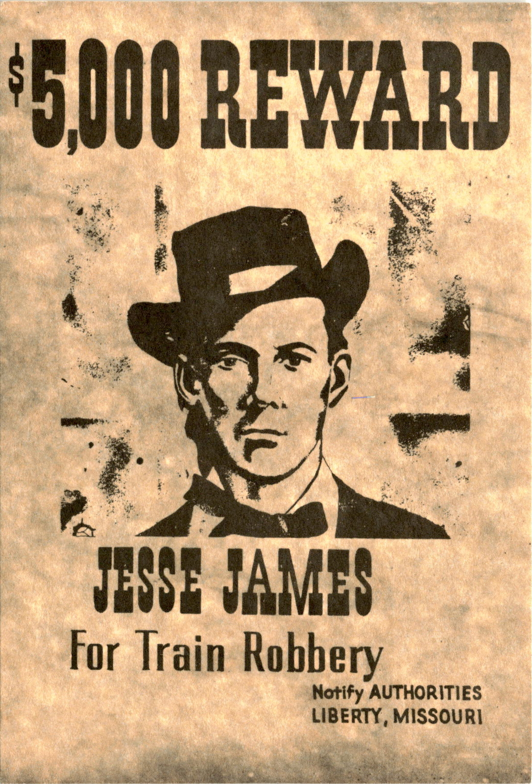 Vintage postcard: $5,000 reward for Jesse James info Vintage postcard: $5,000 reward for Jesse James info