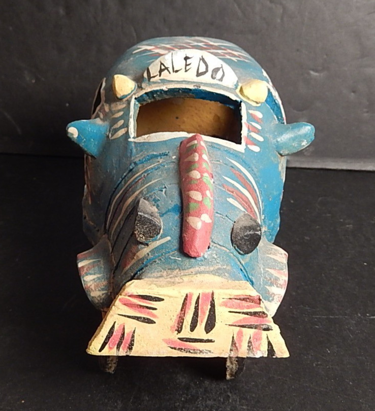 Vintage Super Cute Candelario Medrano Blue Bus Sculpture Folk Art Pottery Vintage Super Cute Candelario Medrano Blue Bus Sculpture Folk Art Pottery