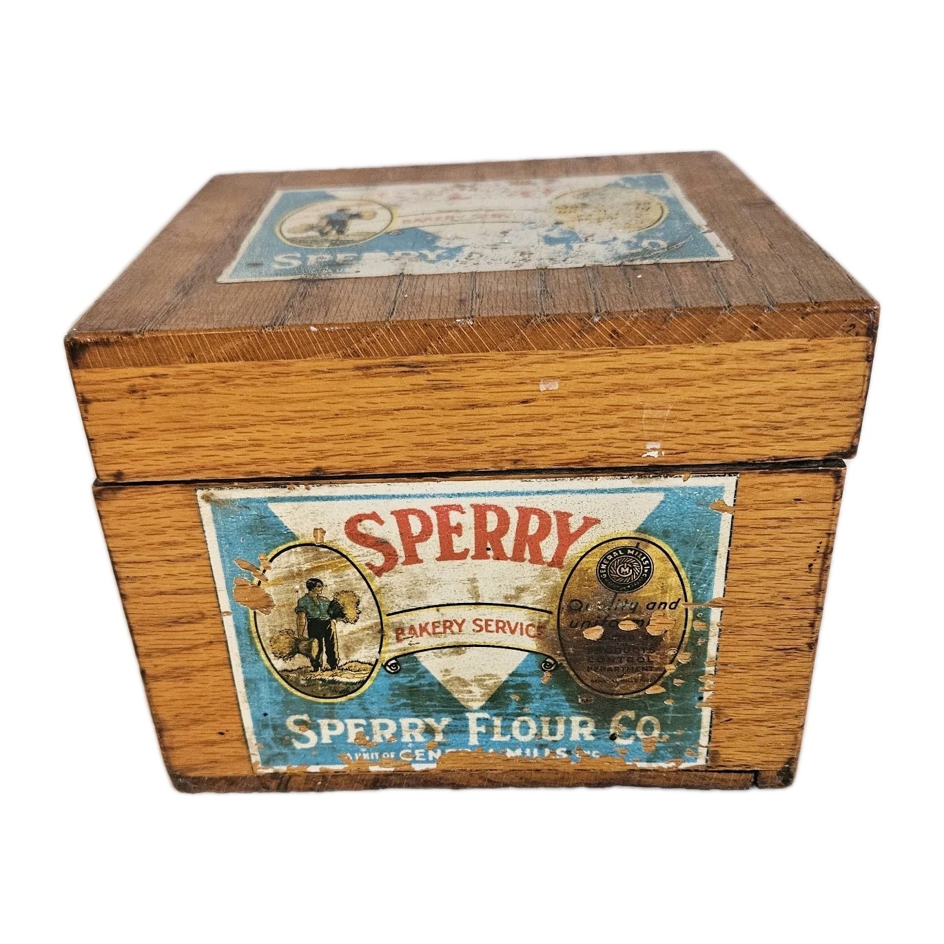 VTG 1931 Sperry Flour Co General Mills Wooden Recipe Box Brass Hinges 7x6x5 VTG 1931 Sperry Flour Co General Mills Wooden Recipe Box Brass Hinges 7x6x5