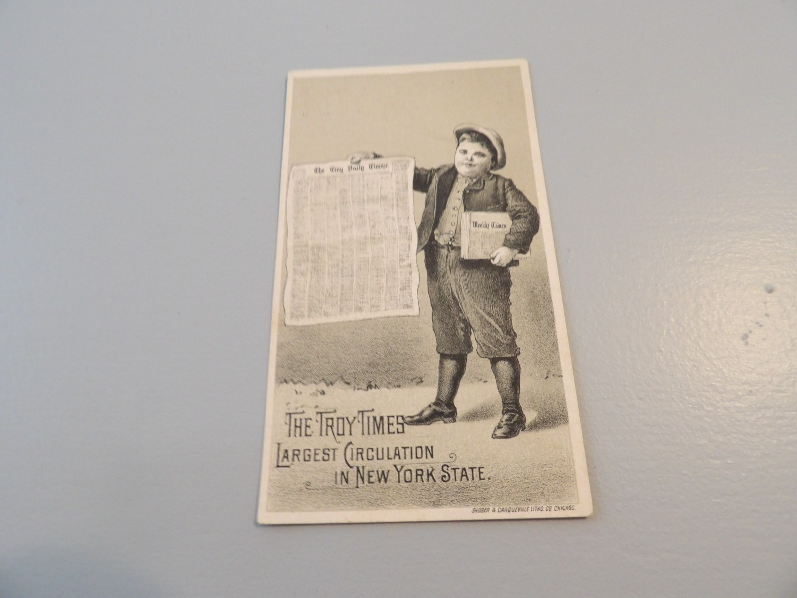 1881 Troy NY Times Newspaper Trade Card