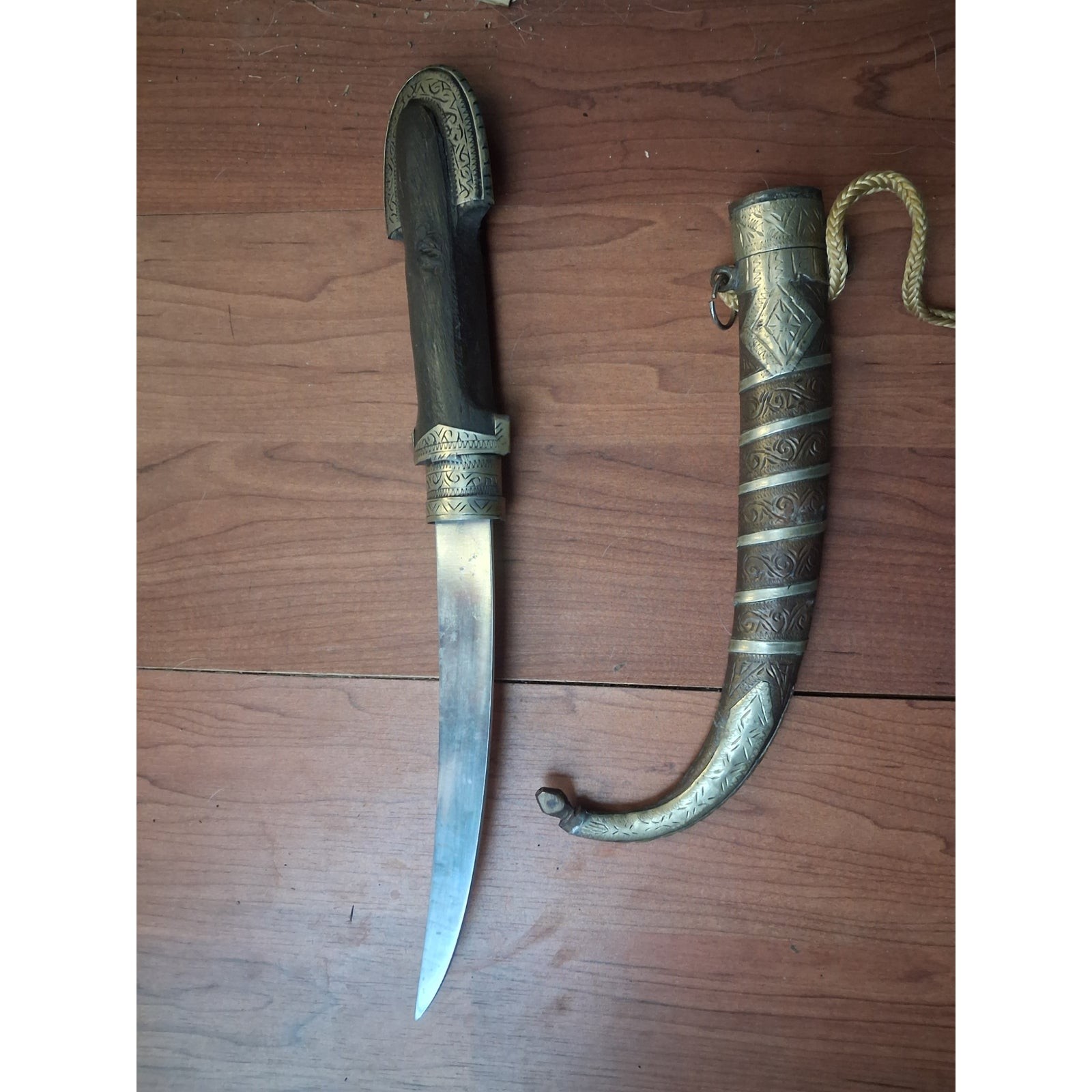 Vintage Moroccan Koummya Dagger Authentic Berber Khoumya Curve Tribal Sword Wood