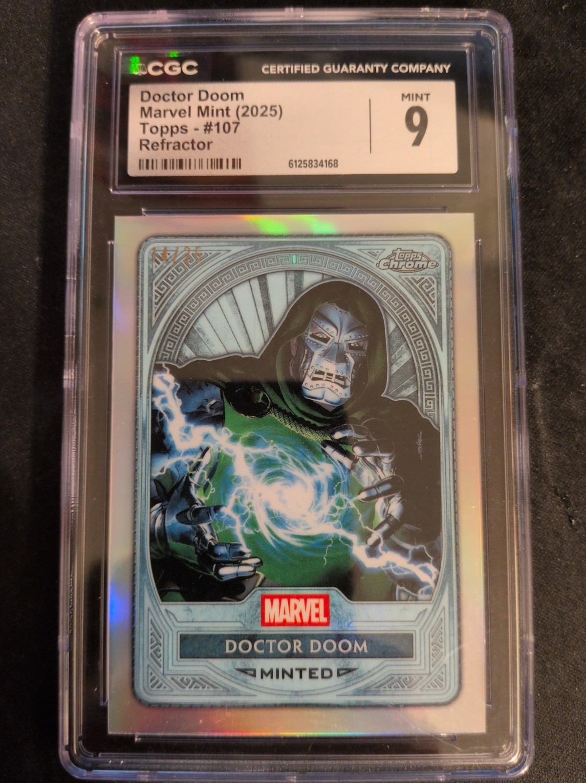 2025 Topps Marvel Mint Doctor Doom #107 Platinum Refractor 14/25 CGC 9