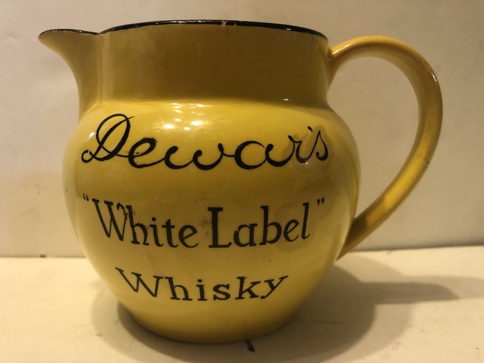 Dewars White Label Pitcher By John Maddock Rare Yellow Made After 1896