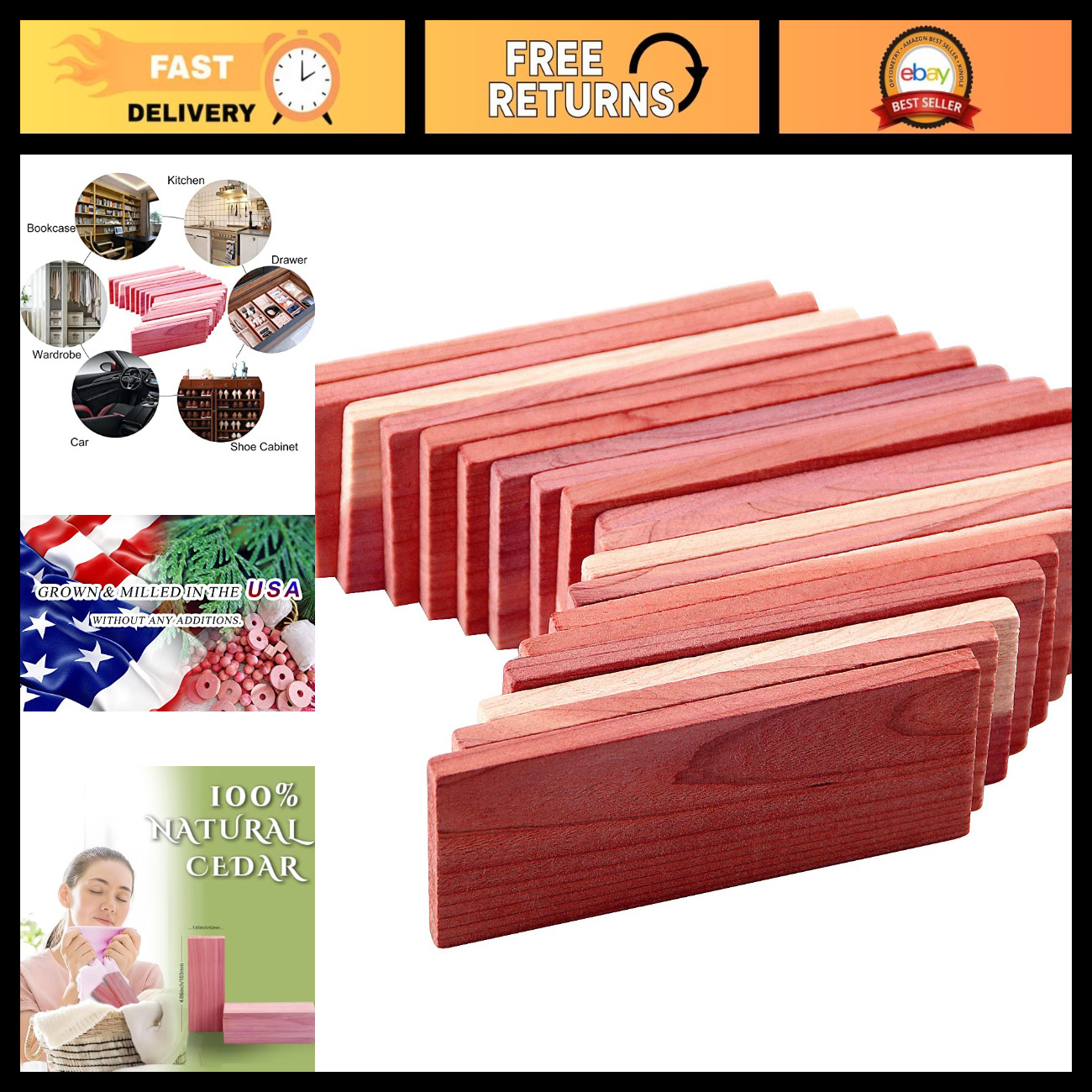 Cedar Blocks & Chips for Clothes Storage - 16 PCS Natural Cedar Closet Freshener Cedar Blocks & Chips for Clothes Storage - 16 PCS Natural Cedar Closet Freshener