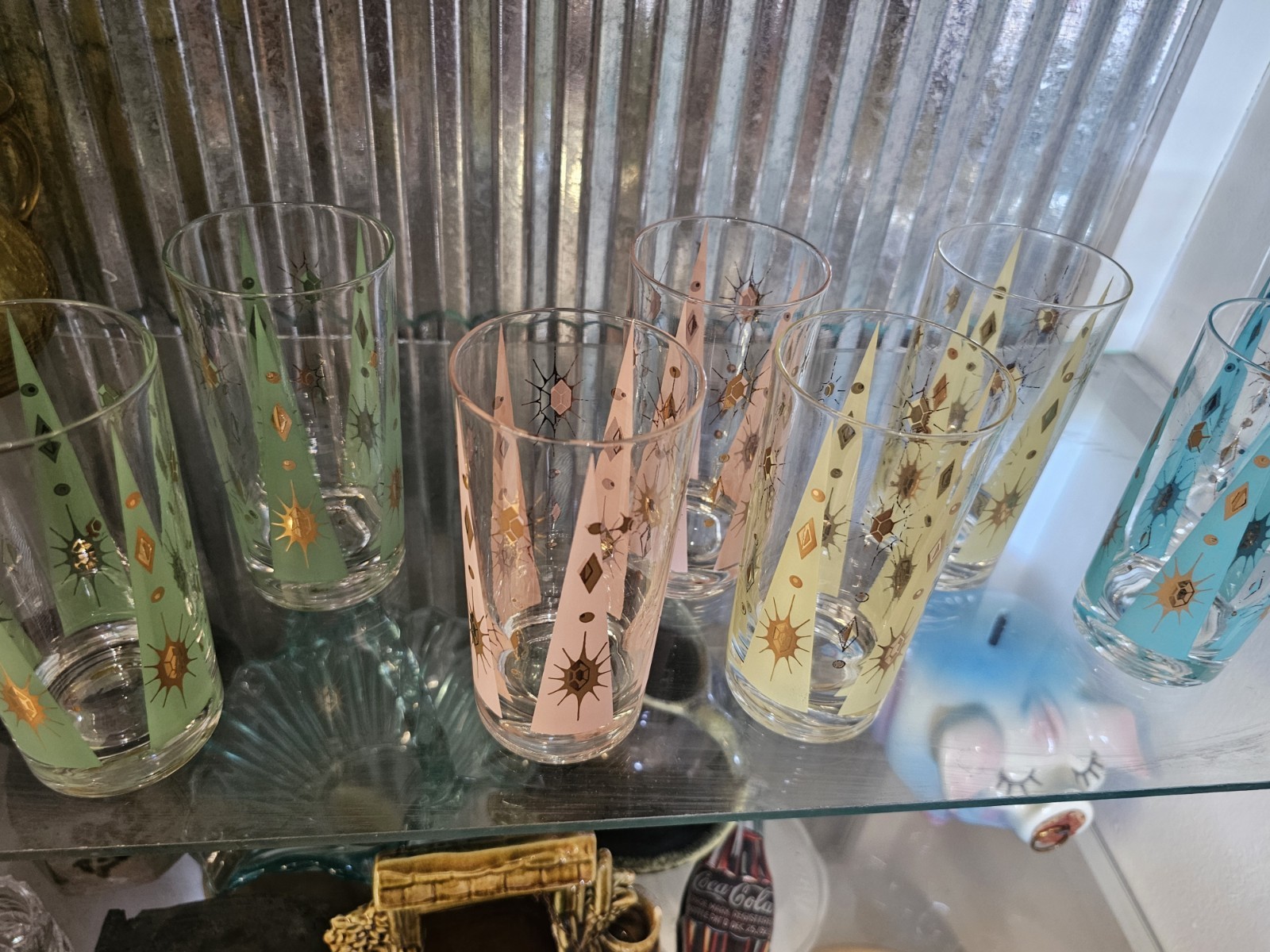 Mcm Fredd Press Pastel Atomic High BallGlasses 1950s Mcm Fredd Press Pastel Atomic High BallGlasses 1950s