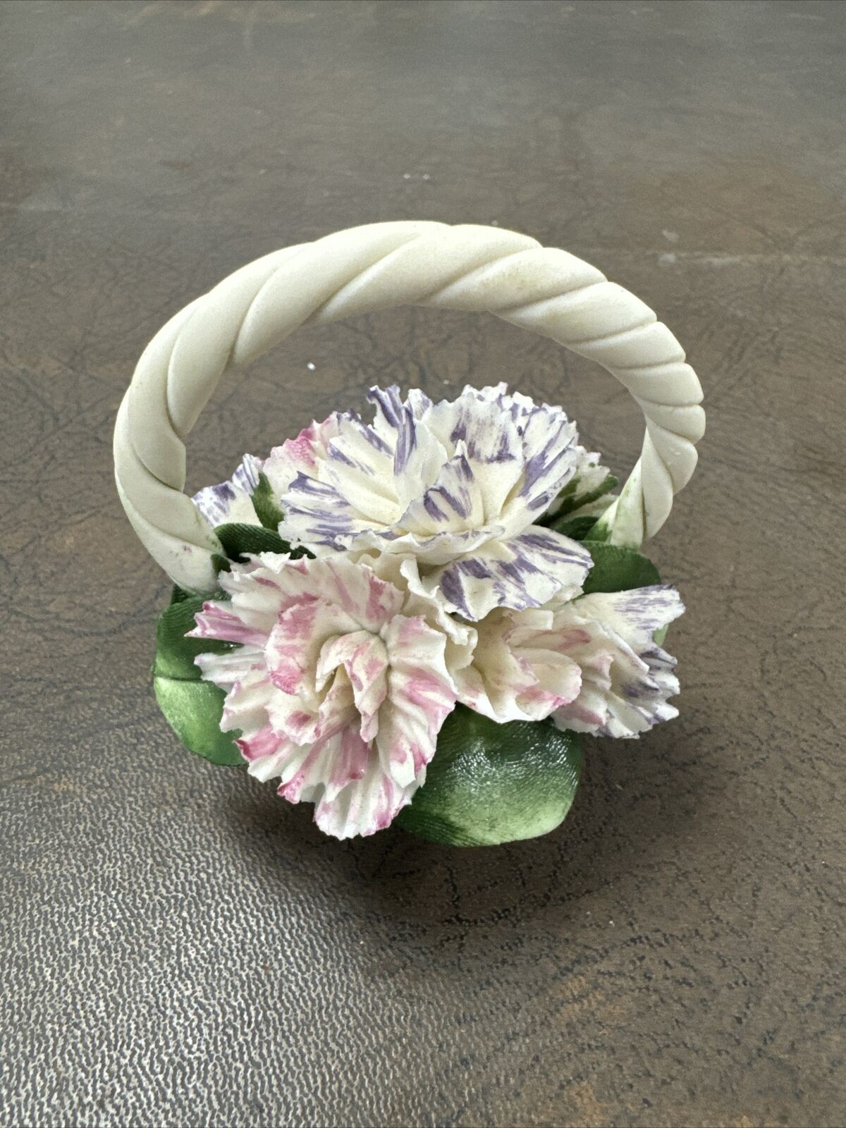 VTG Capodimonte Porcelain Small Multi Flower Basket- MARKED on Bottom- Delicate