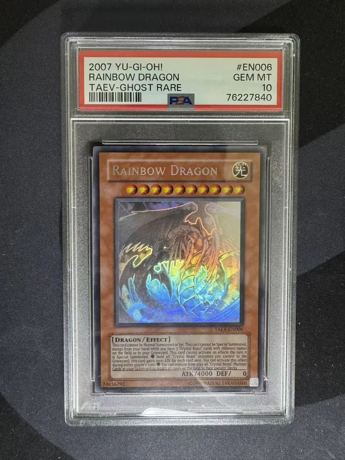 PSA10 2007 YU-GI-OH TACTICAL EVOLUTION #EN006 RAINBOW DRAGON GHOST RARE DI68