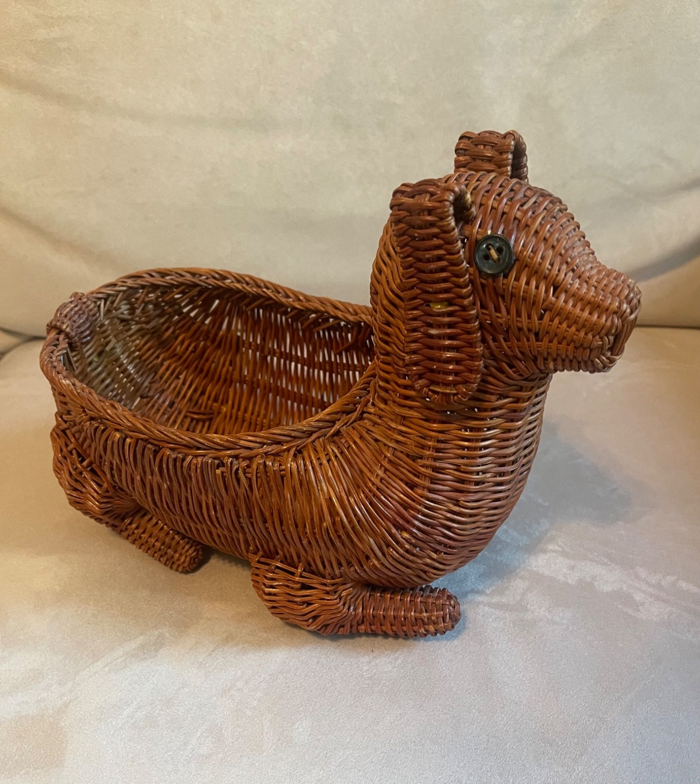 Vintage Wicker Dachshund Basket