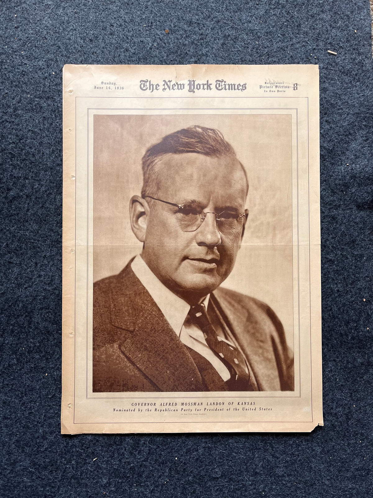 1936 Alfred Landon Runs For President, FDR Presidential Election, Vintage Newsp 1936 Alfred Landon Runs For President, FDR Presidential Election, Vintage Newsp