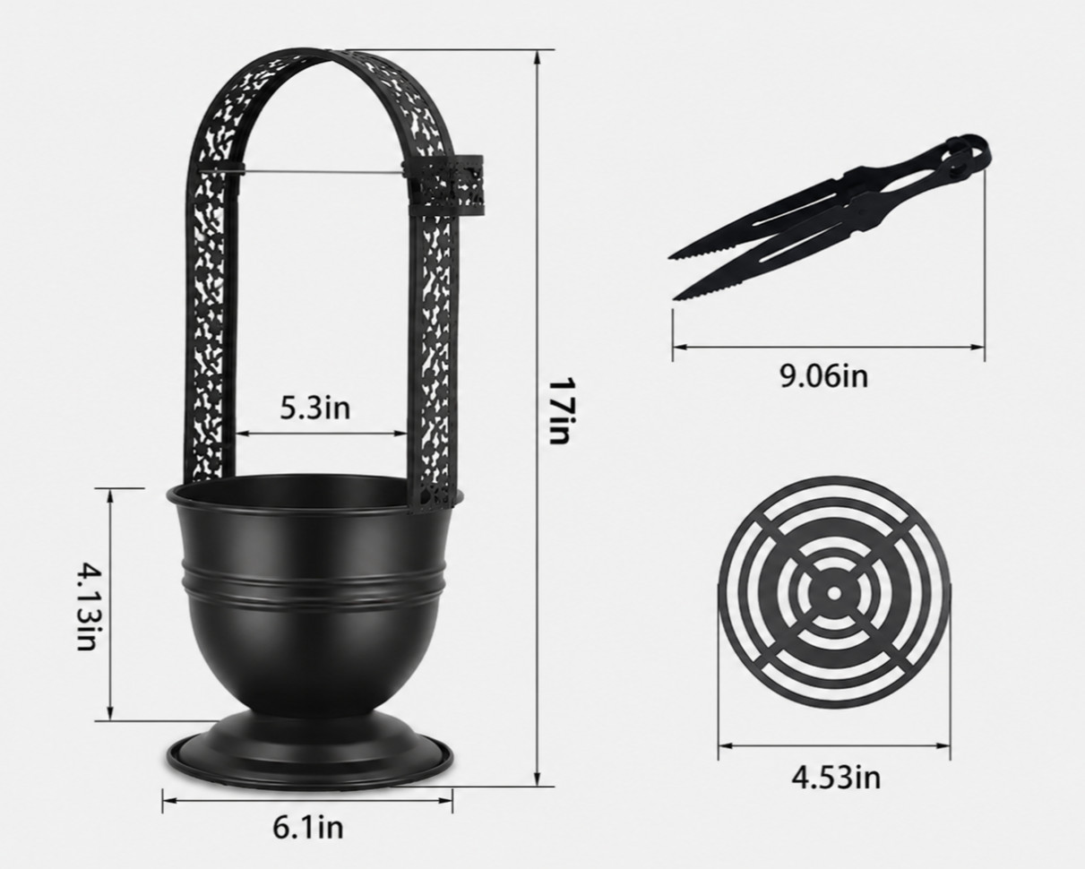 17in Hookah Charcoal Basket Holder with Tong