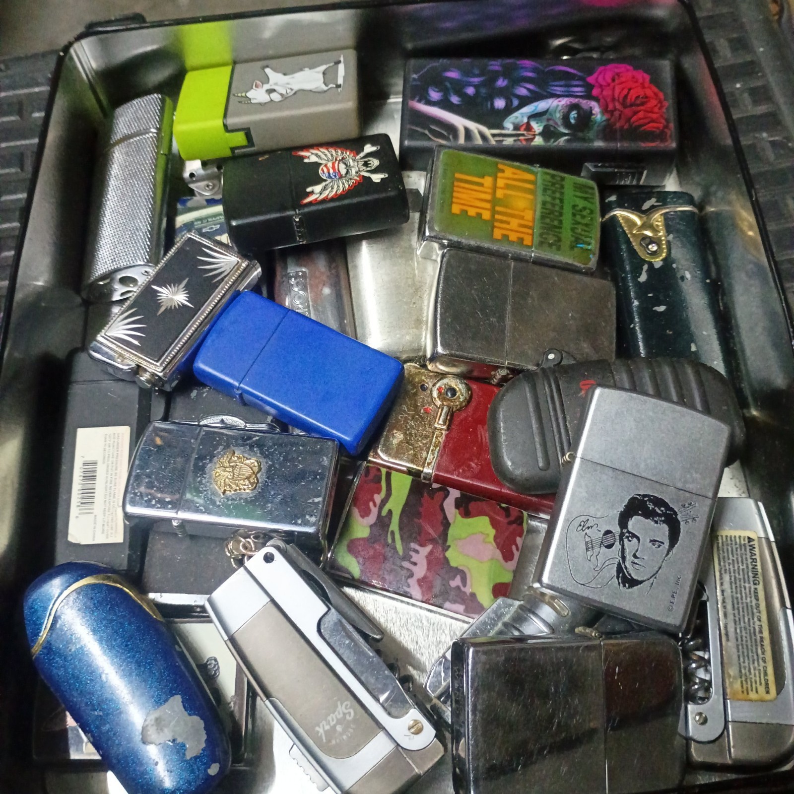 Lighter Lot 20+ Flip-Top Lighters Mixed Designs Navy Elvis Collectible Lighter Lot 20+ Flip-Top Lighters Mixed Designs Navy Elvis Collectible