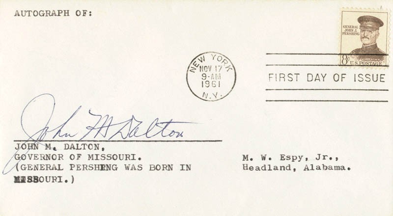 JOHN M. DALTON - FIRST DAY COVER SIGNED