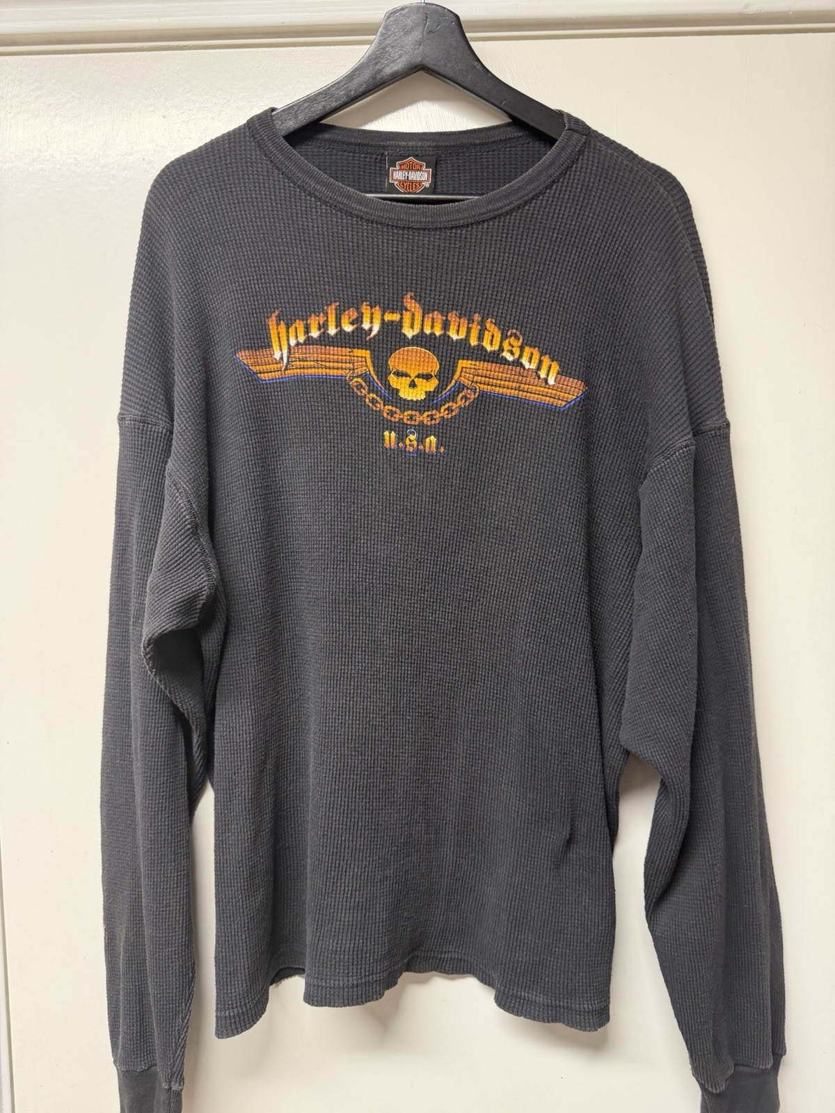 Vintage Y2K Harley Davidson Black Thermal Saudi arabia Top Size XL 
