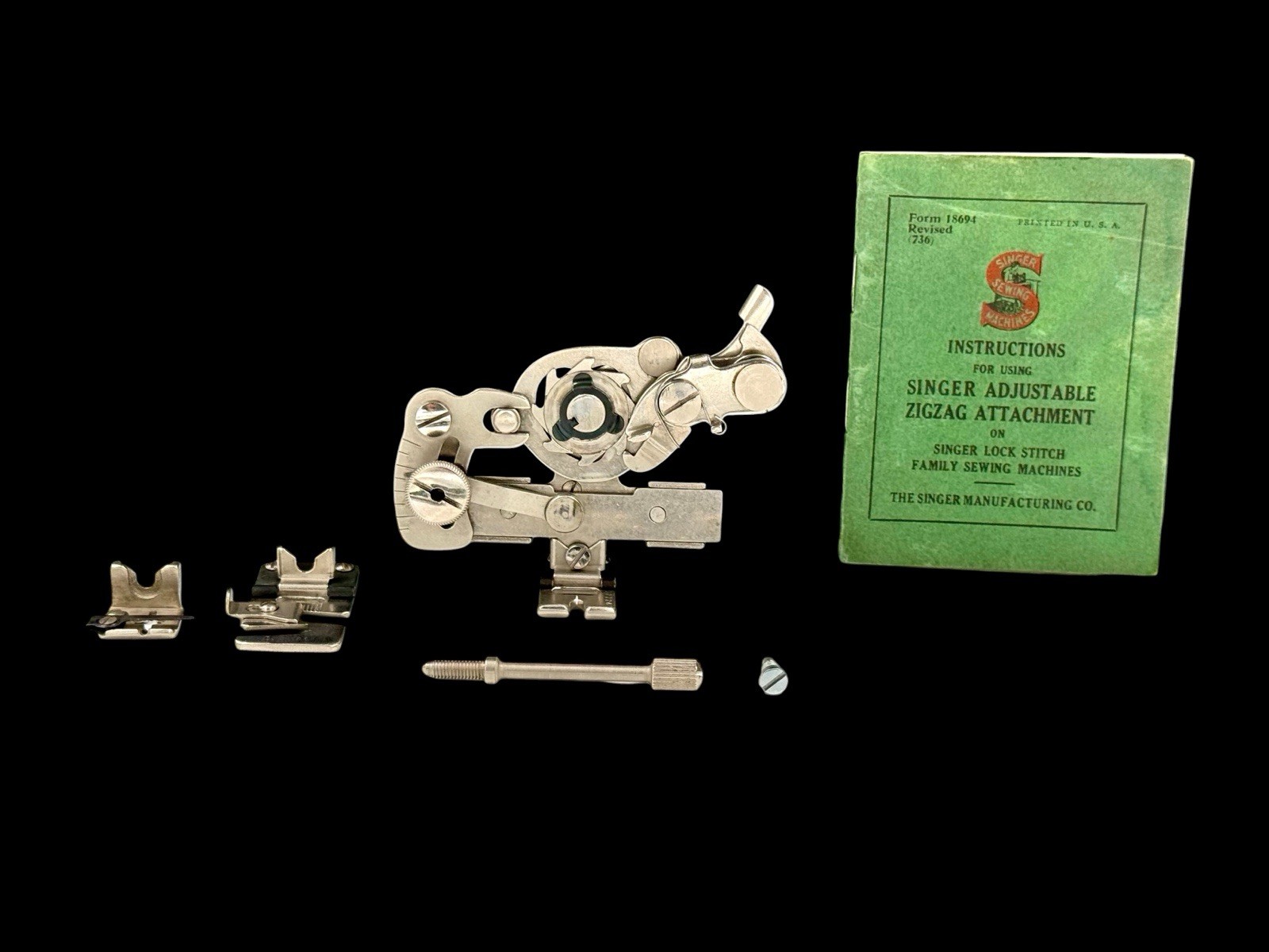 COMPLETE SINGER SIDEWAYS ZIGZAG ATTACHMENT #121056 FEATHERWEIGHT 221 222K TESTED
