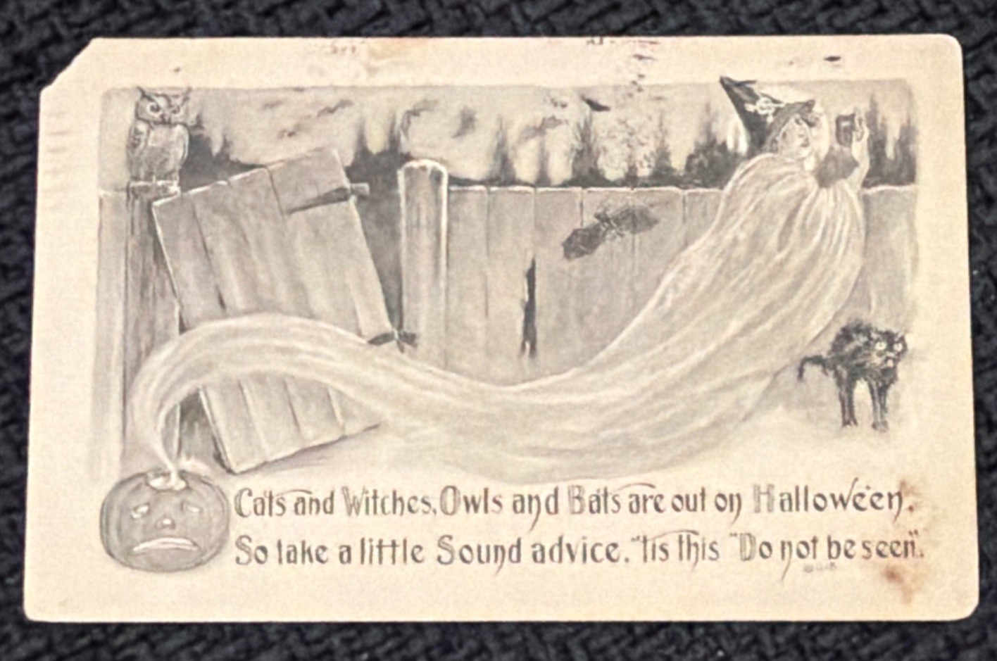 Vintage Sepia Gartner & Bender G&B postcard Hallowe'en cats witch owls bats JOL Vintage Sepia Gartner & Bender G&B postcard Hallowe'en cats witch owls bats JOL