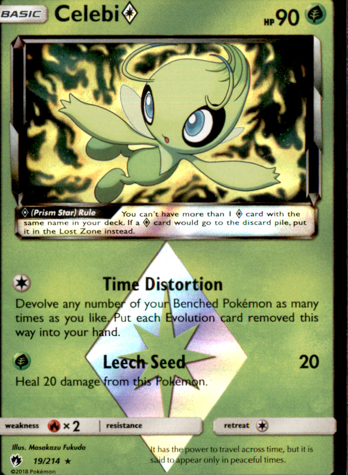 Pokemon | Celebi | 19/214 | Prism Star Rare | Lost Thunder | Holo